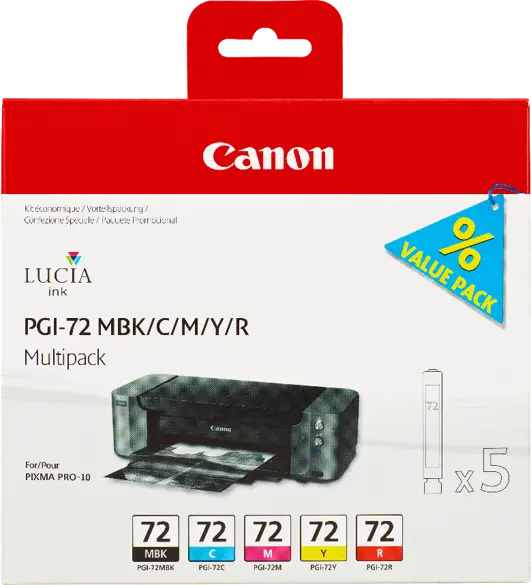 Original Canon PGI-72 Multipack Schwarz / Cyan / Magenta / Gelb / Rot