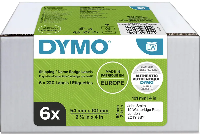 Original DYMO 2093092 Versandetiketten / Namensschilder - 54 x 101 mm Weiss