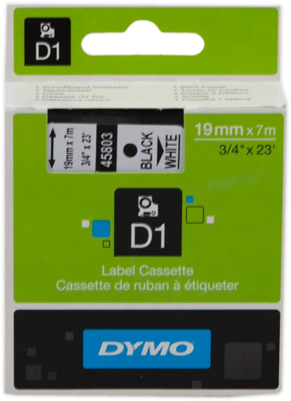Original DYMO 45803 Standard-D1-Band Schriftband Schwarz auf Weiß