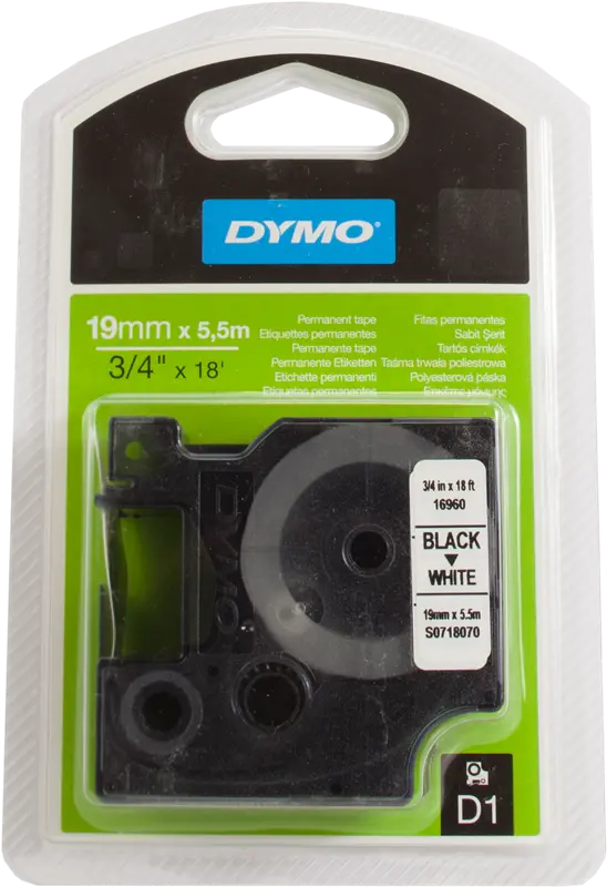Original DYMO Polyester-D1-Band 16960 Schriftband Schwarz auf Weiß