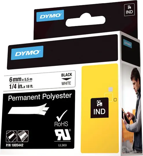Original DYMO Schriftband Schwarz auf Weiß