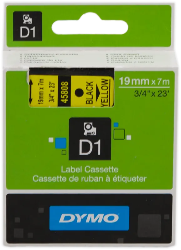 Original DYMO Standard-D1-Band 45808 Schriftband Schwarz auf Gelb