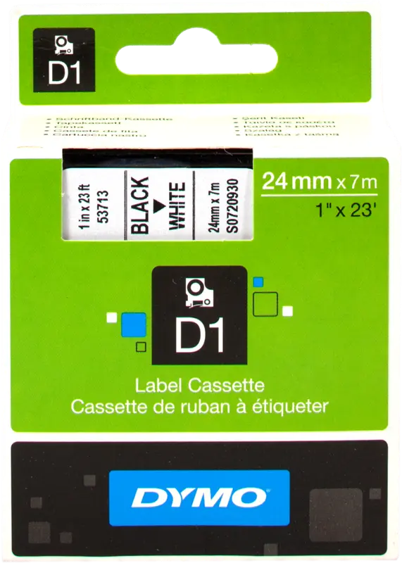 Original DYMO Standard-D1-Band 53713 Schriftband Schwarz auf Weiß