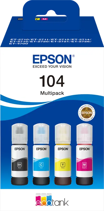 Original Epson 104 Multipack Schwarz / Cyan / Magenta / Gelb