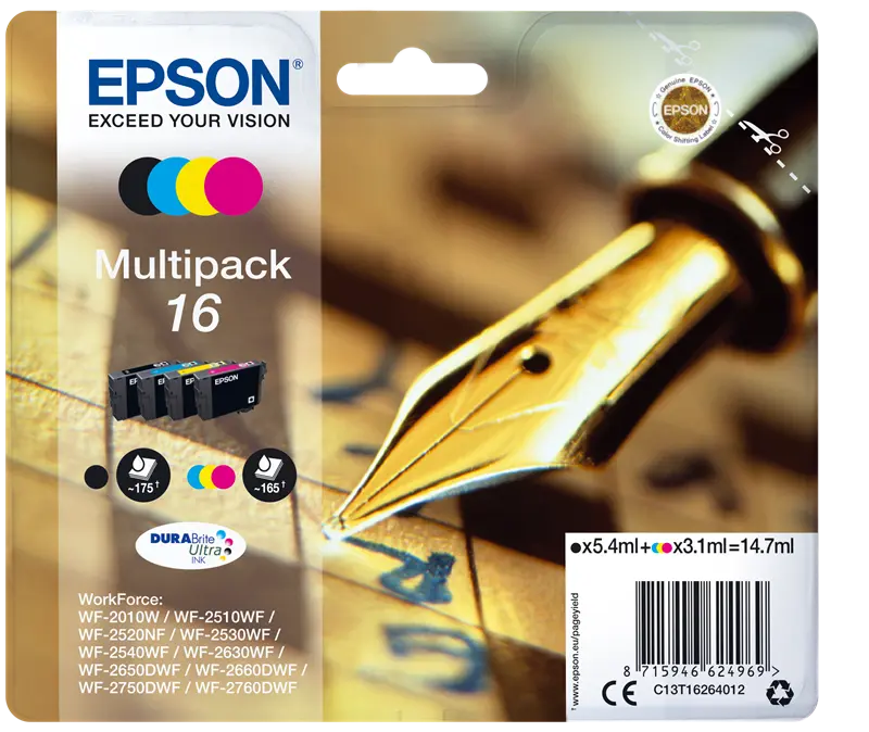 Original Epson 16 Multipack Schwarz / Cyan / Magenta / Gelb