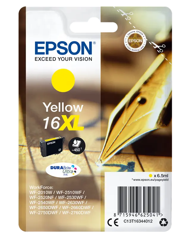 Original Epson 16 XL Gelb Druckerpatrone C13T16344012