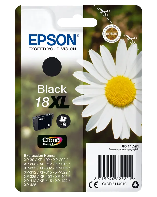 Original Epson 18 XL Schwarz Druckerpatrone C13T18114012