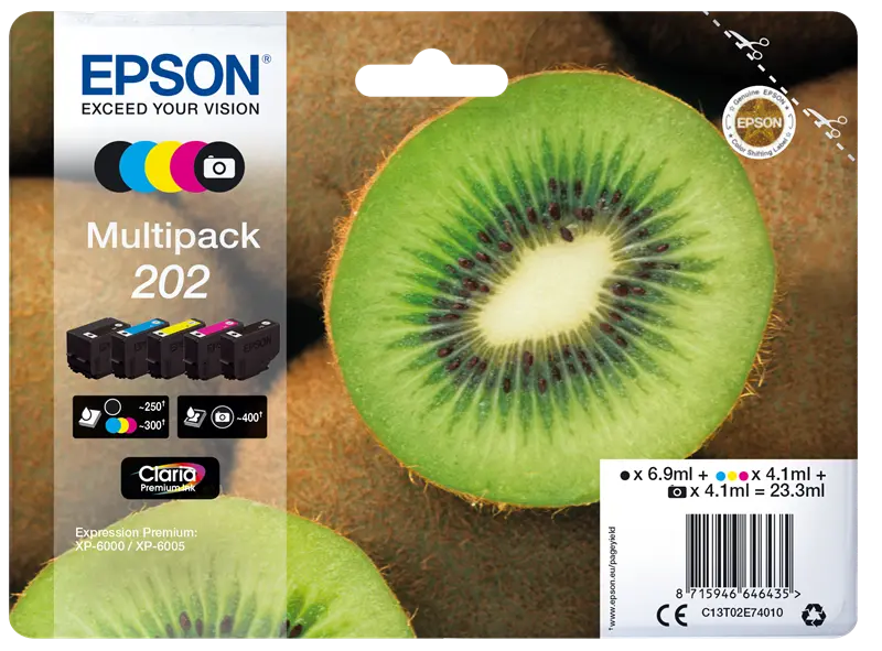 Original Epson 202 Multipack Schwarz / Cyan / Magenta / Gelb