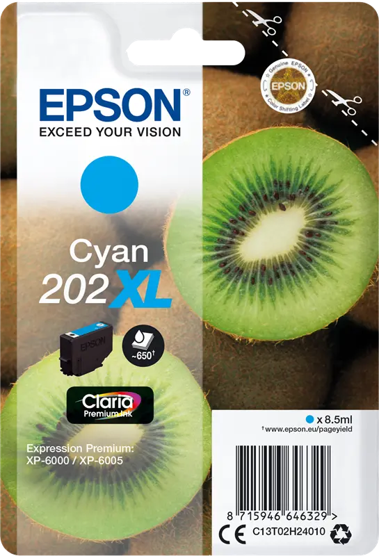 Original Epson 202XL Cyan Druckerpatrone C13T02H24010