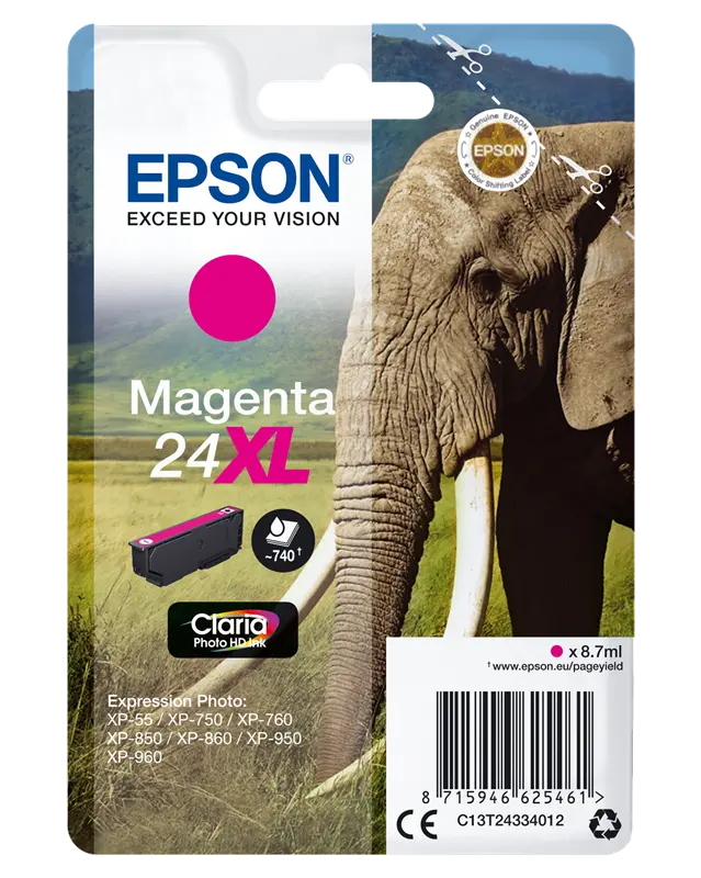 Original Epson 24 XL Magenta Druckerpatrone C13T24334012