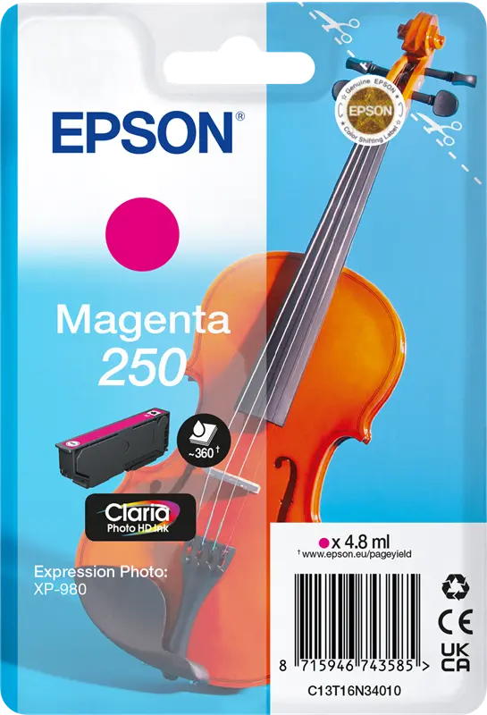 Original Epson 250 Magenta Druckerpatrone C13T16N34010