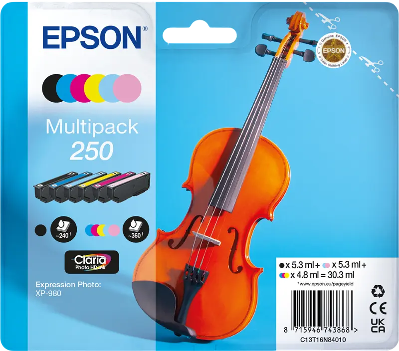 Original Epson 250 Multipack Schwarz / Cyan / Magenta / Gelb / Cyan (hell) / Helles Magenta