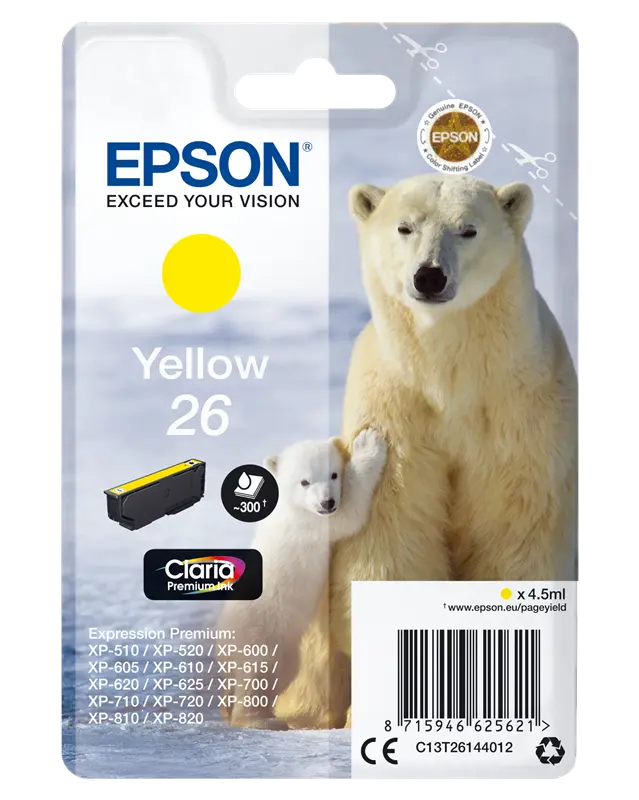 Original Epson 26 Gelb Druckerpatrone C13T26144012