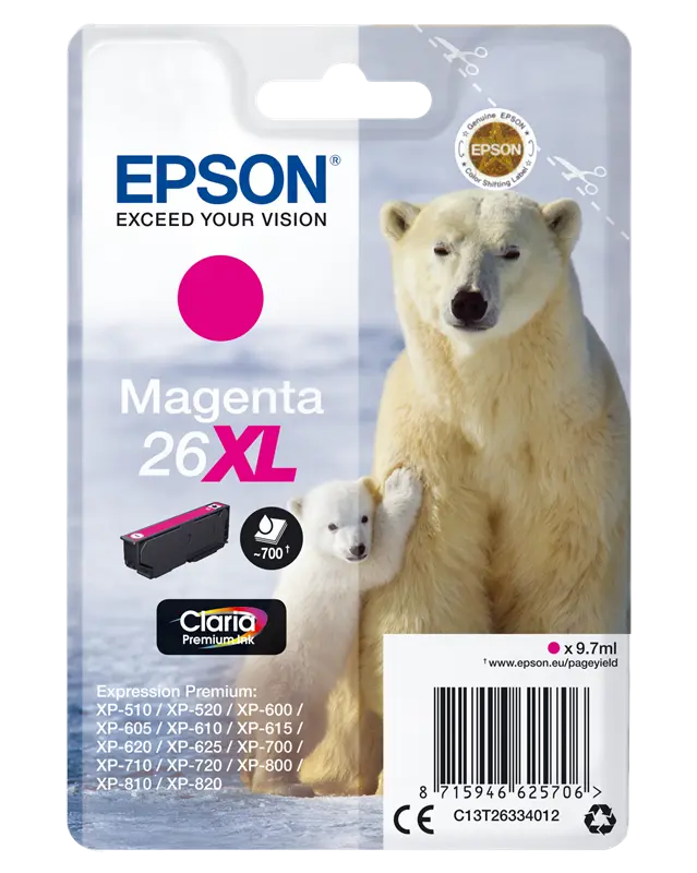 Original Epson 26 XL Magenta Druckerpatrone C13T26334012