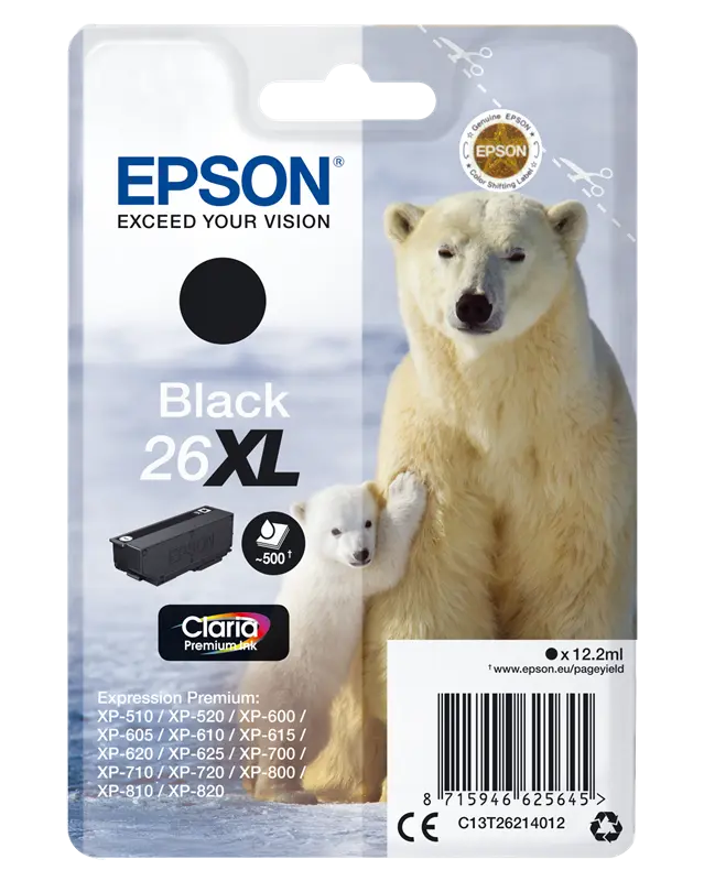 Original Epson 26 XL Schwarz Druckerpatrone C13T26214012