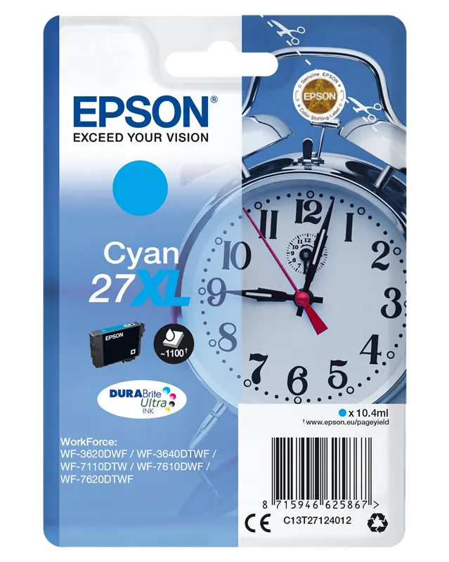 Original Epson 27 XL Cyan Druckerpatrone C13T27124012