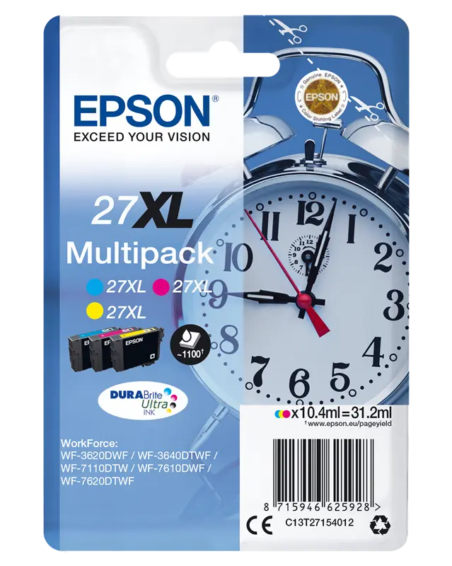 Original Epson 27 XL Multipack Cyan / Magenta / Gelb