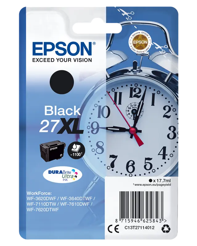 Original Epson 27 XL Schwarz Druckerpatrone C13T27114012