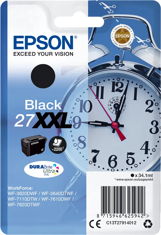 Original Epson 27 XXL Schwarz Druckerpatrone C13T27914012