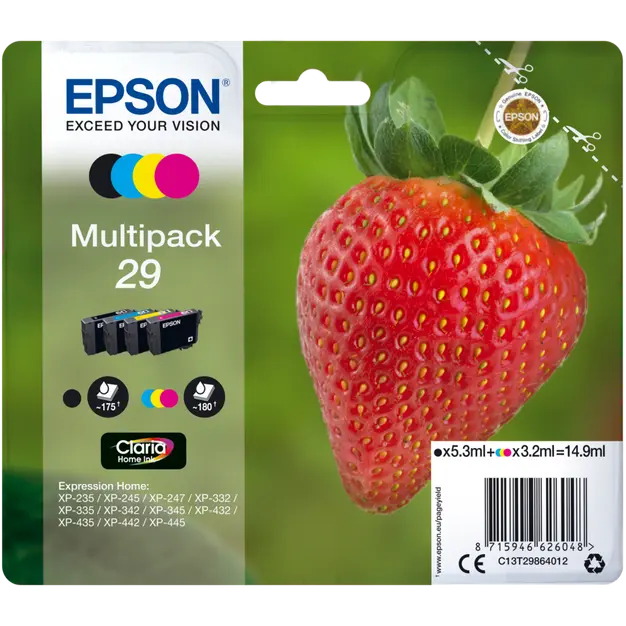 Original Epson 29 Multipack Schwarz / Cyan / Magenta / Gelb