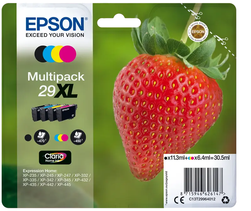Original Epson 29 XL Multipack Schwarz / Cyan / Magenta / Gelb