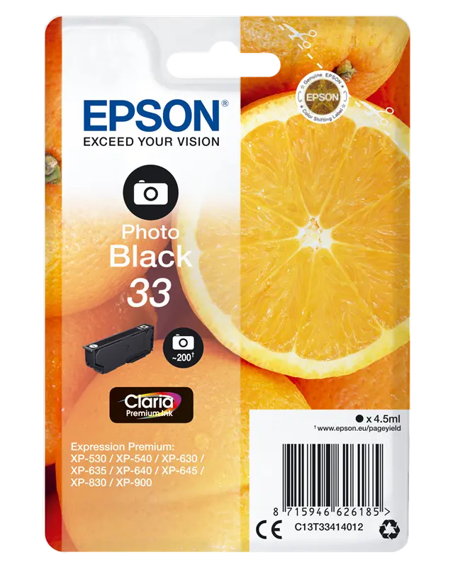 Original Epson 33 Schwarz (Foto) Druckerpatrone C13T33414012