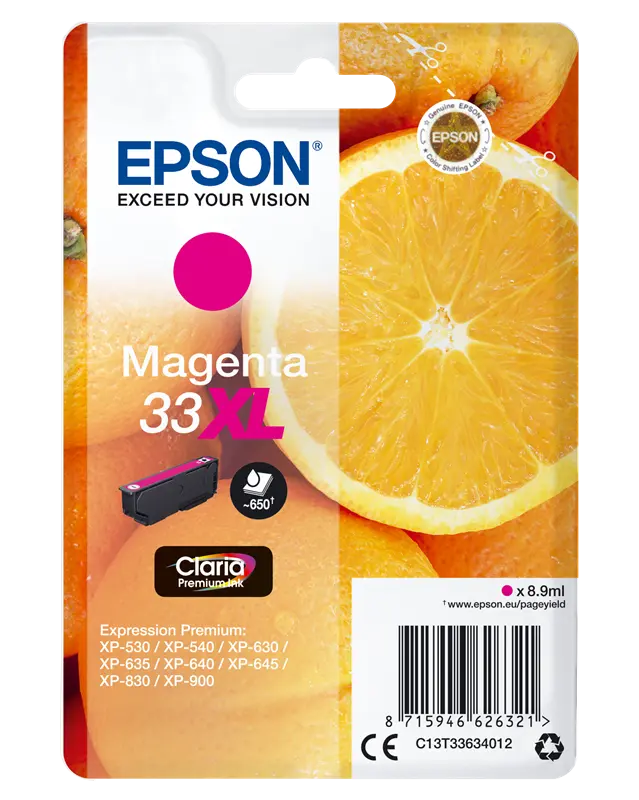 Original Epson 33 XL Magenta Druckerpatrone C13T33634012
