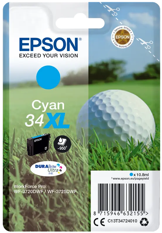 Original Epson 34 XL Cyan Druckerpatrone C13T34724010