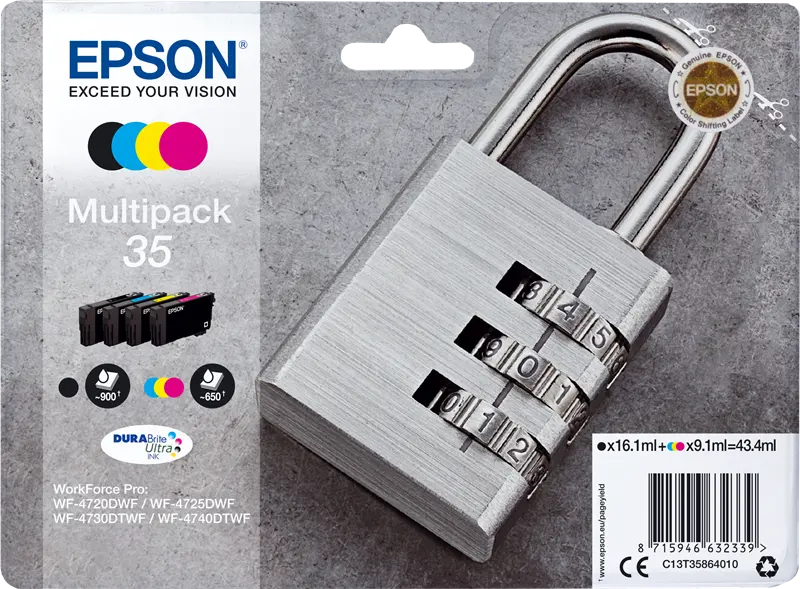Original Epson 35 Multipack Schwarz / Cyan / Magenta / Gelb