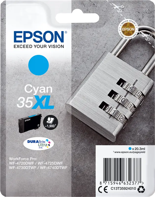 Original Epson 35XL Cyan Druckerpatrone C13T35924010