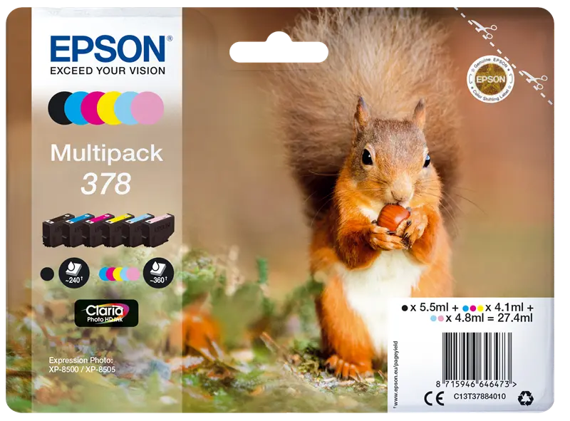 Original Epson 378 Multipack Schwarz / Cyan / Magenta / Gelb / Cyan (hell) / Pink (hell)