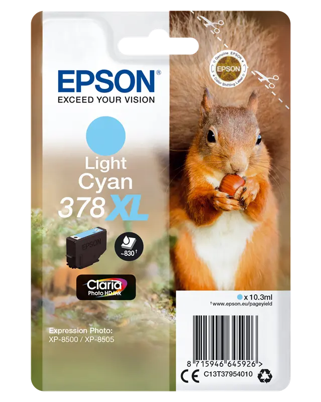 Original Epson 378XL Cyan (hell) Druckerpatrone C13T37954010