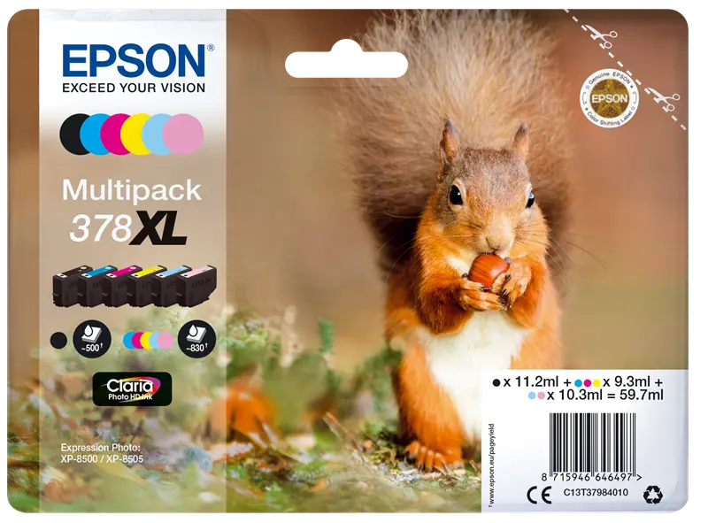Original Epson 378XL Multipack Schwarz / Cyan / Magenta / Gelb / Cyan (hell) / Pink (hell)