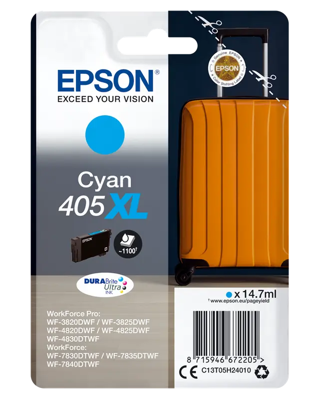Original Epson 405 XL Cyan Druckerpatrone C13T05H24010