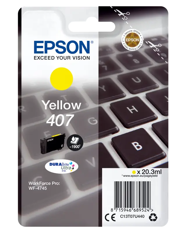 Original Epson 407 Gelb Druckerpatrone C13T07U440