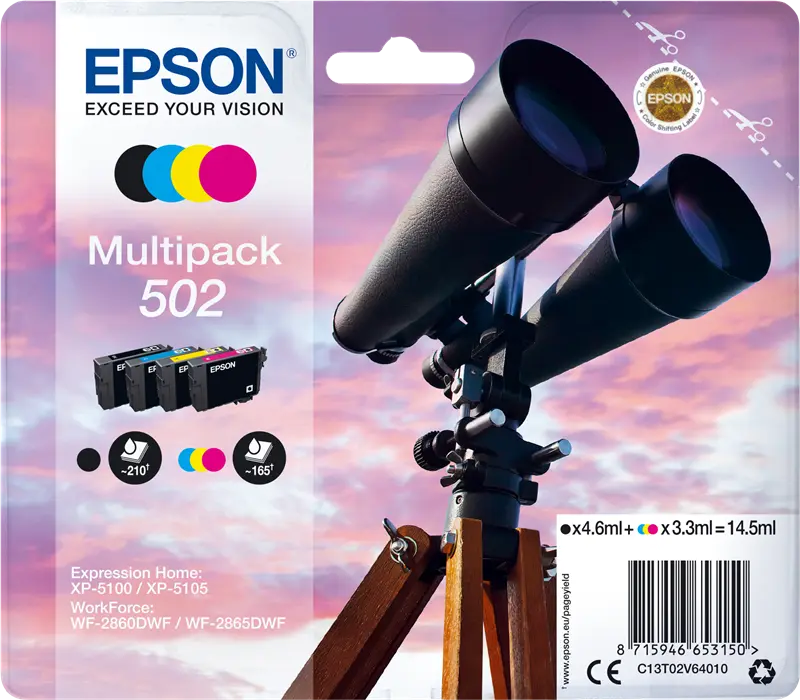 Original Epson 502 Multipack Schwarz / Cyan / Magenta / Gelb