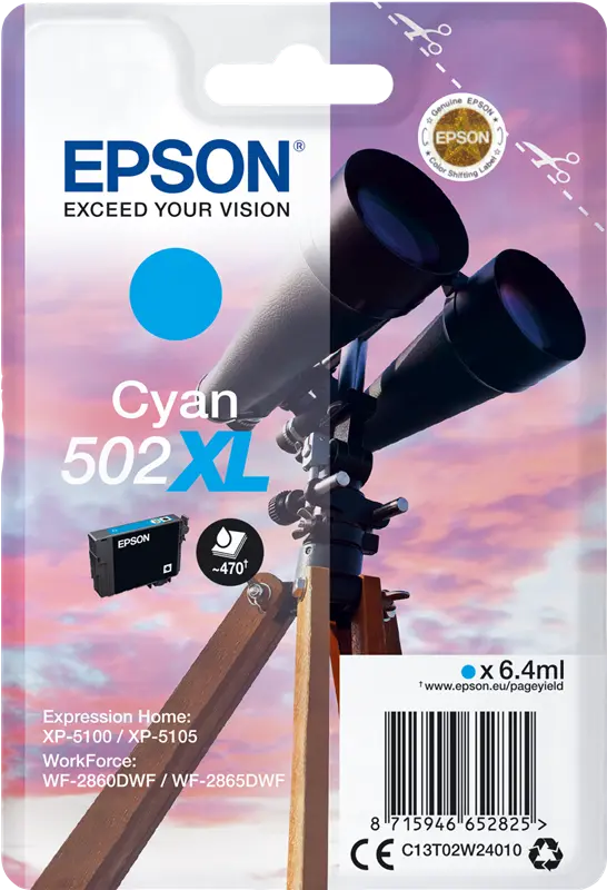 Original Epson 502XL Cyan Druckerpatrone C13T02W24010