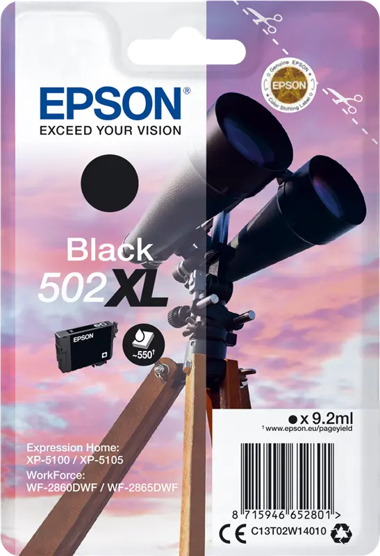 Original Epson 502XL Schwarz Druckerpatrone C13T02W14010