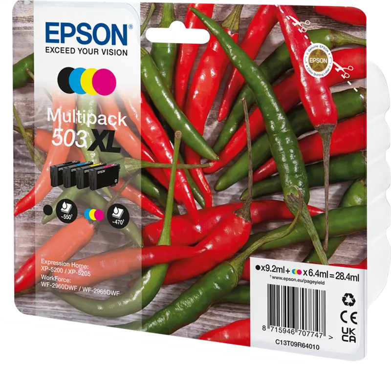 Original Epson 503 XL Multipack Schwarz / Cyan / Magenta / Gelb