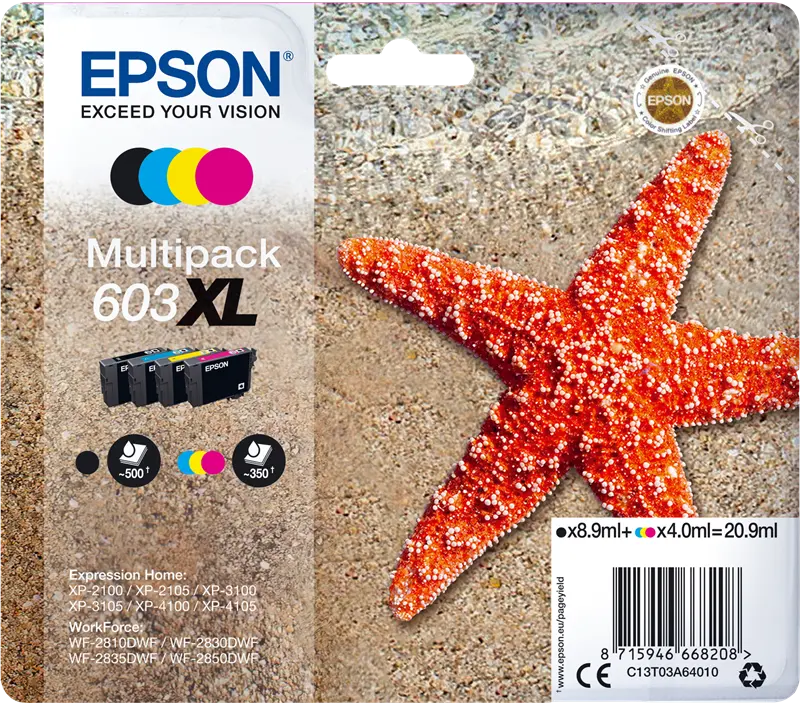 Original Epson 603XL Multipack Schwarz / Cyan / Magenta / Gelb