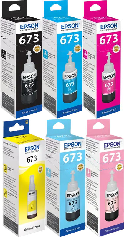 Original Epson 673 Multipack Schwarz / Cyan / Magenta / Gelb / Cyan (hell) / Pink (hell)