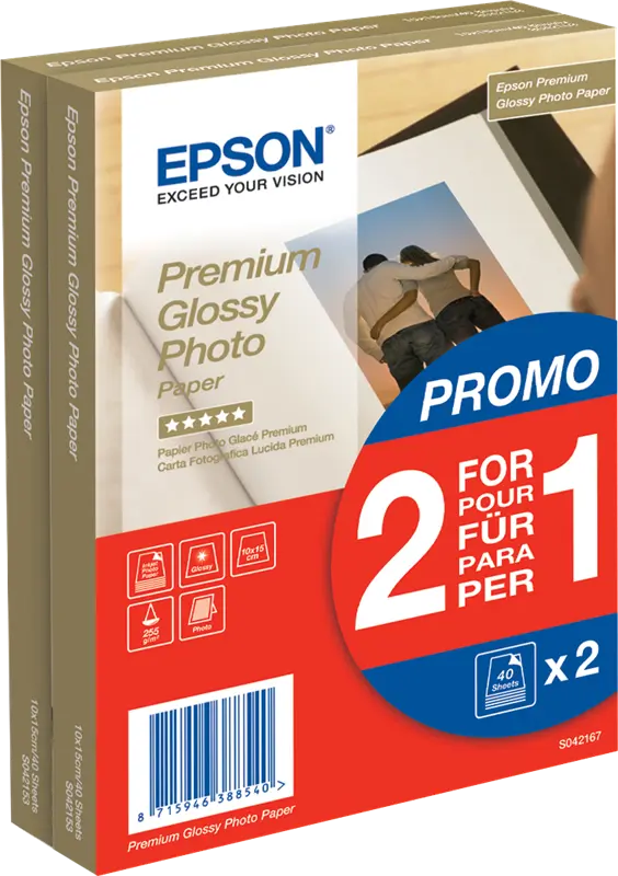 Original Epson Premium Glossy Fotopapier 10x15cm Weiss