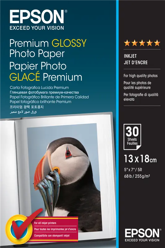 Original Epson Premium Glossy Fotopapier 13x18cm Weiss