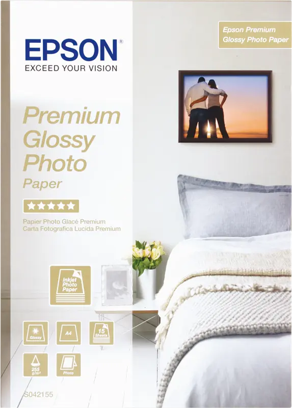 Original Epson Premium Glossy Photo Papier A4 Weiss