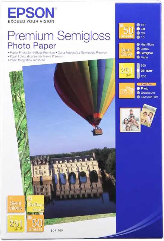 Original Epson Premium Semigloss Fotopapier 10x15cm Weiss