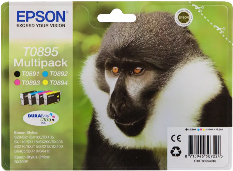 Original Epson T0895 Multipack Schwarz / Cyan / Magenta / Gelb