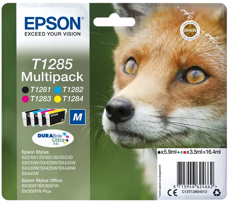 Original Epson T1285 Multipack Schwarz / Cyan / Magenta / Gelb