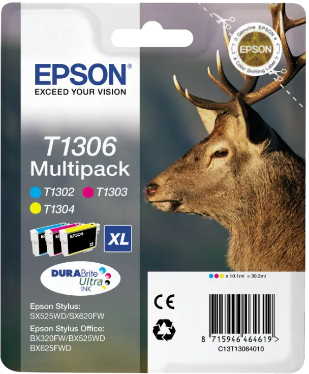Original Epson T1306 Multipack Cyan / Magenta / Gelb