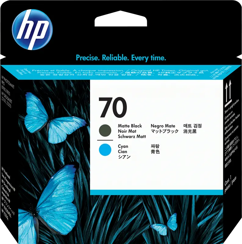 Original HP 70 Druckkopf Cyan / Schwarz (Matt) (C9404A)