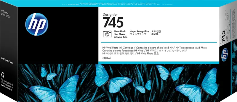 Original HP 745 Schwarz (Foto) Druckerpatrone F9K04A